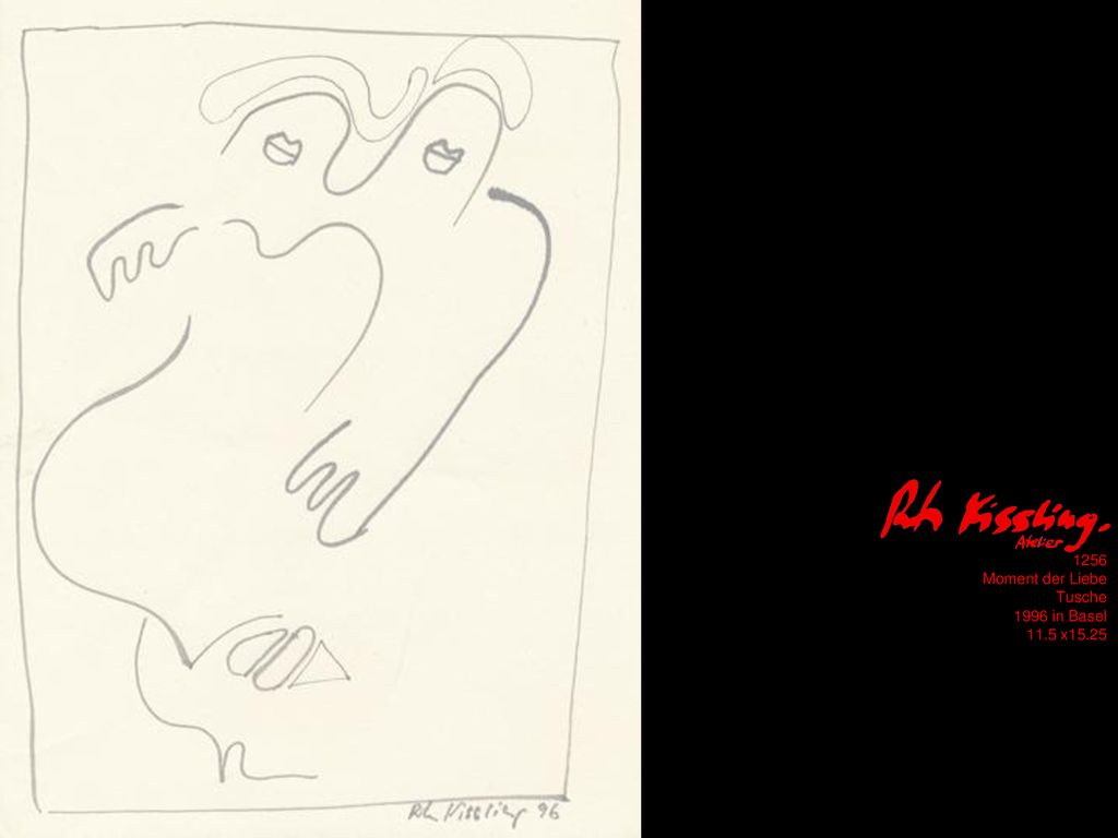1256 Moment der Liebe Tusche 1996 in Basel 11.5 x15.25