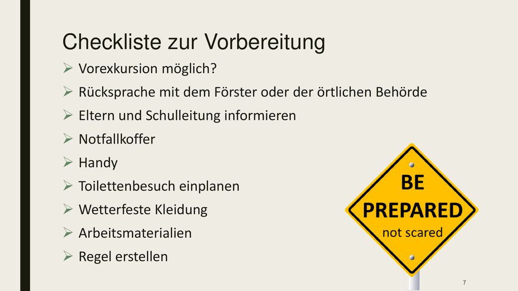 Checkliste zur Vorbereitung