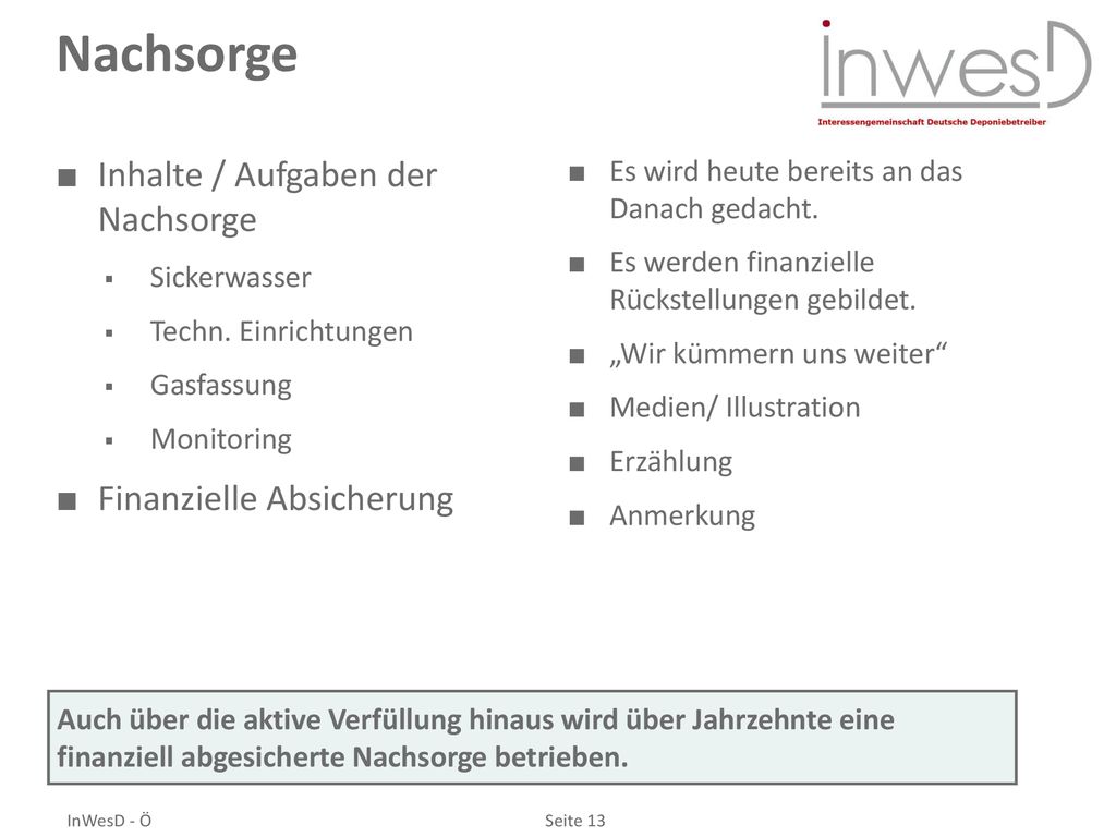 Nachsorge Inhalte / Aufgaben der Nachsorge Finanzielle Absicherung