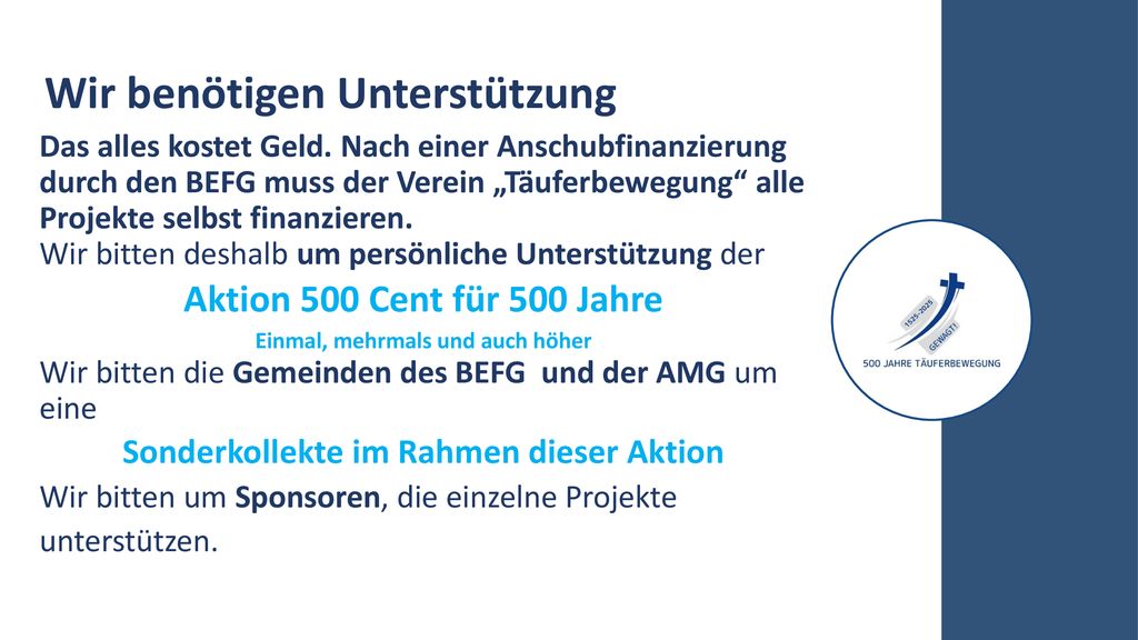 Einmal, mehrmals und auch höher Sonderkollekte im Rahmen dieser Aktion