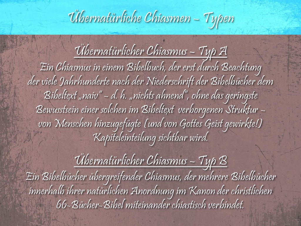 Übernatürliche Chiasmen – Typen