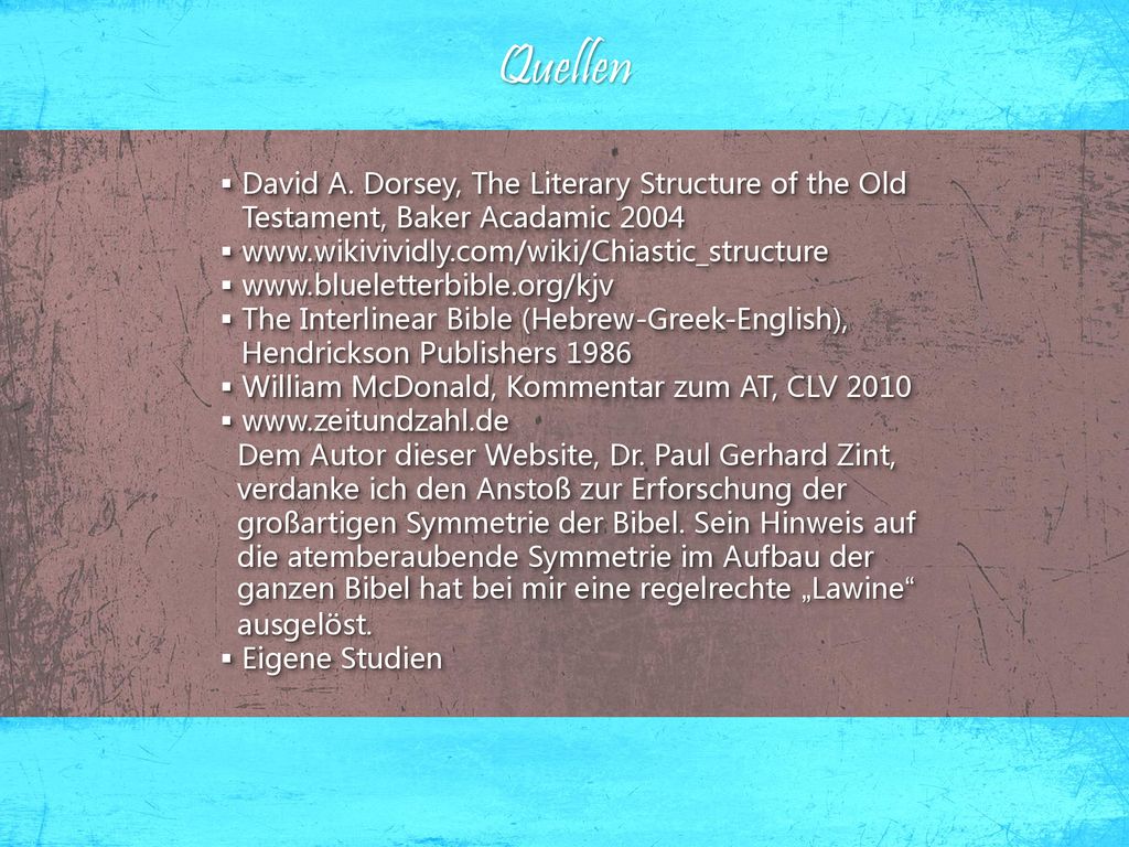 Quellen David A. Dorsey, The Literary Structure of the Old