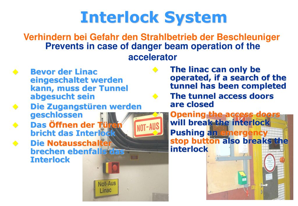 Prevents in case of danger beam operation of the accelerator