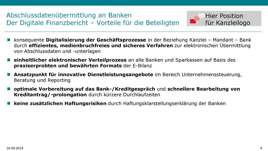 Abschlussdatenübermittlung an Banken Der Digitale Finanzbericht – Vorteile für die Beteiligten