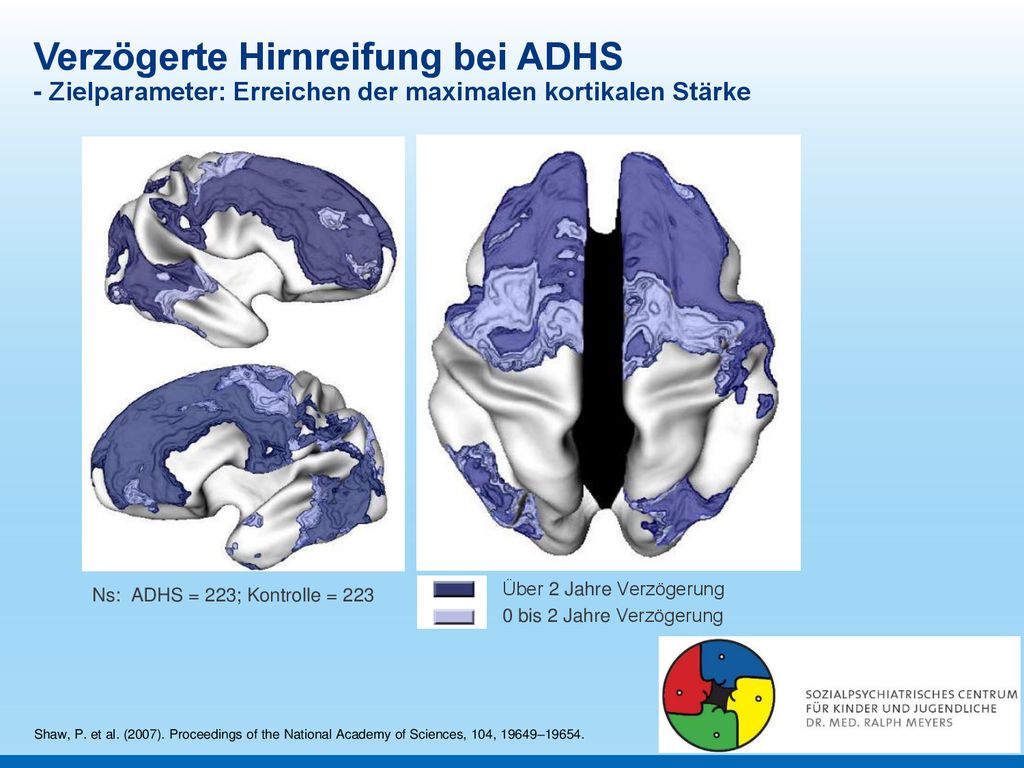 Verzögerte Hirnreifung bei ADHS - Zielparameter: Erreichen der maximalen kortikalen Stärke