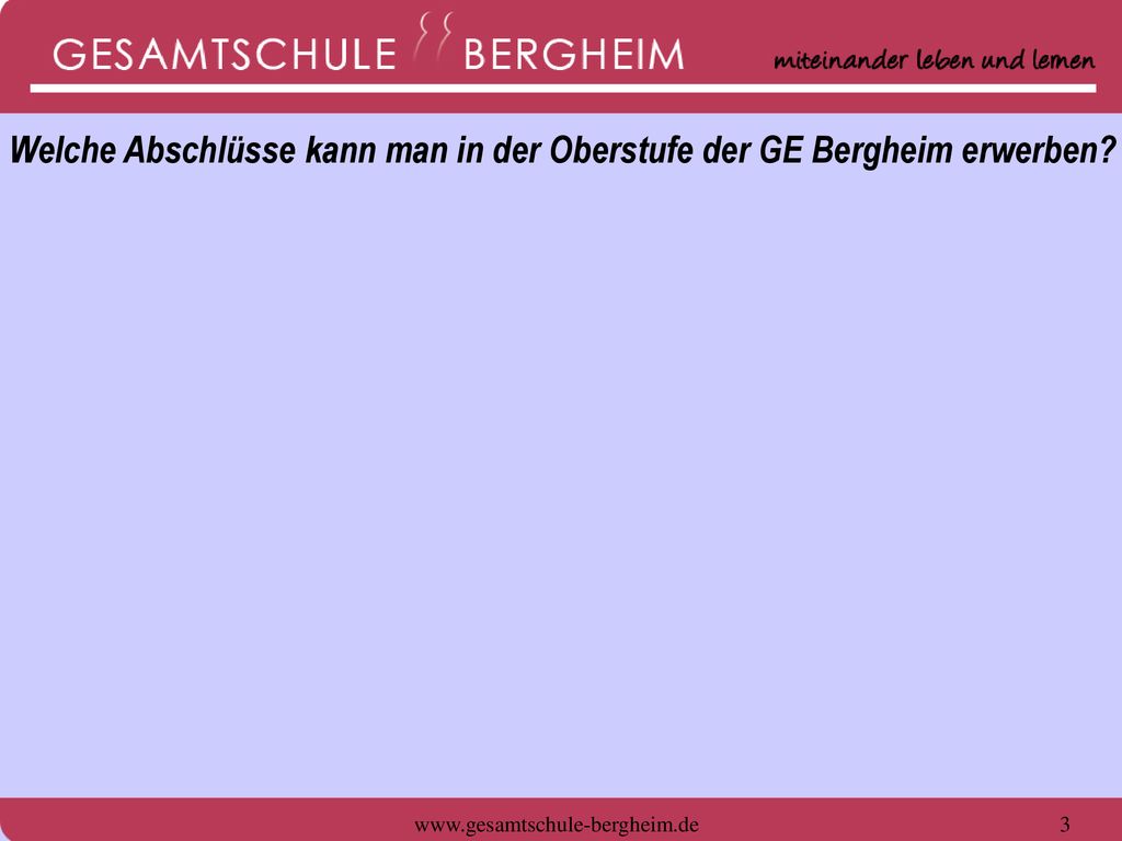 Welche Abschlüsse kann man in der Oberstufe der GE Bergheim erwerben