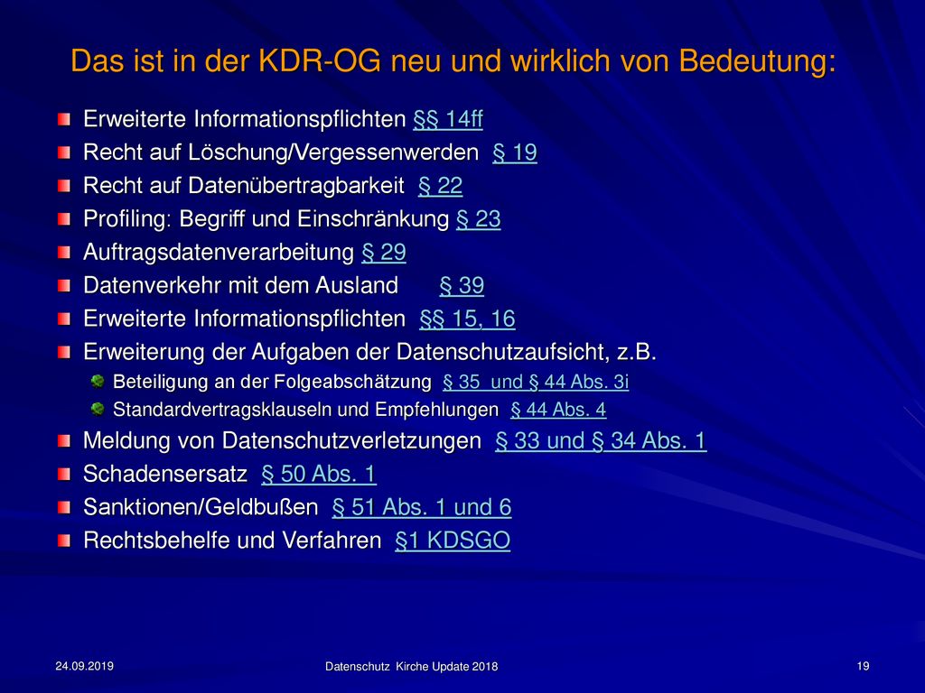 Das ist in der KDR-OG neu und wirklich von Bedeutung: