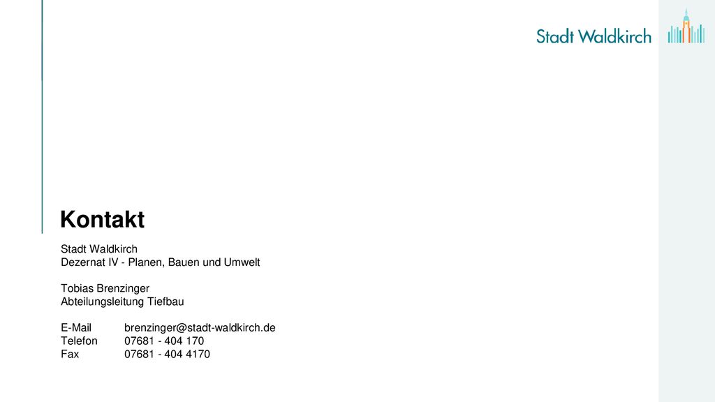 Kontakt Stadt Waldkirch Dezernat IV - Planen, Bauen und Umwelt