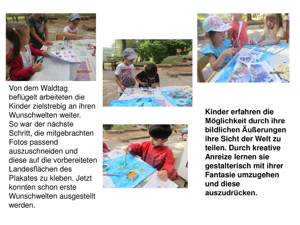 Von dem Waldtag beflügelt arbeiteten die Kinder zielstrebig an ihren Wunschwelten weiter.