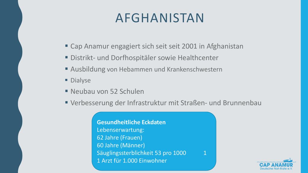 Afghanistan Cap Anamur engagiert sich seit seit 2001 in Afghanistan