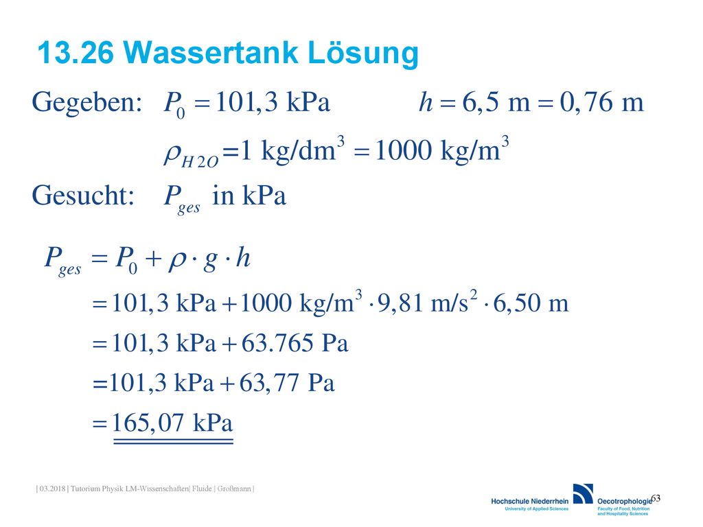 13.26 Wassertank Lösung | | Tutorium Physik LM-Wissenschaften| Fluide | Großmann |
