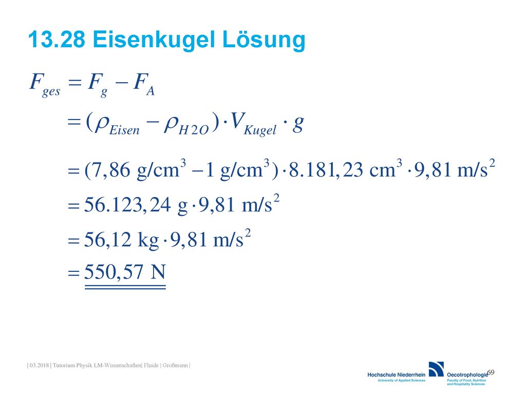13.28 Eisenkugel Lösung | | Tutorium Physik LM-Wissenschaften| Fluide | Großmann |