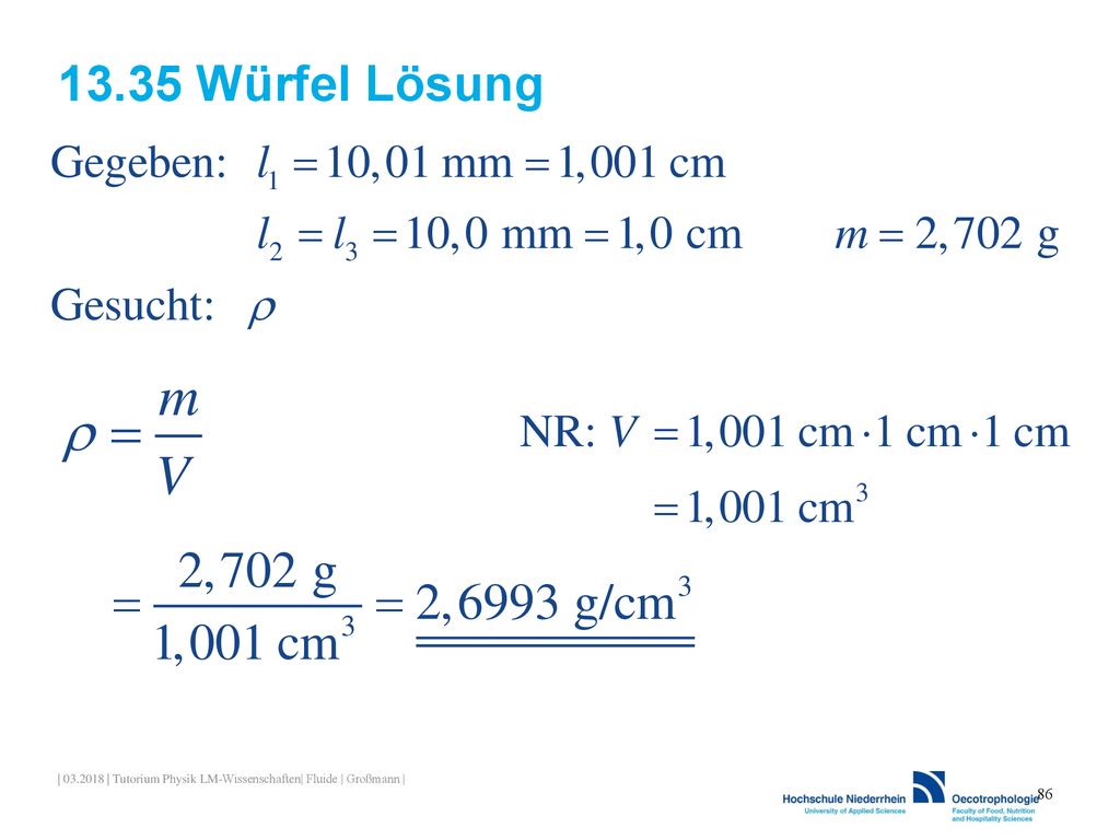 13.35 Würfel Lösung | | Tutorium Physik LM-Wissenschaften| Fluide | Großmann |