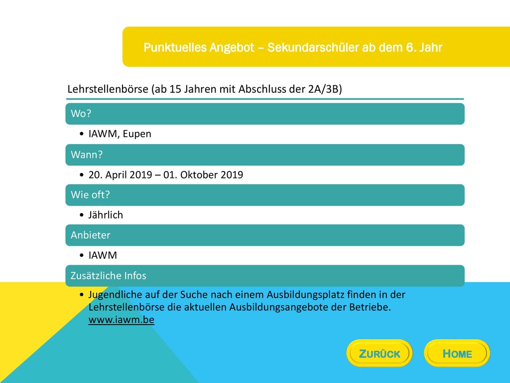 Punktuelles Angebot – Sekundarschüler ab dem 6. Jahr
