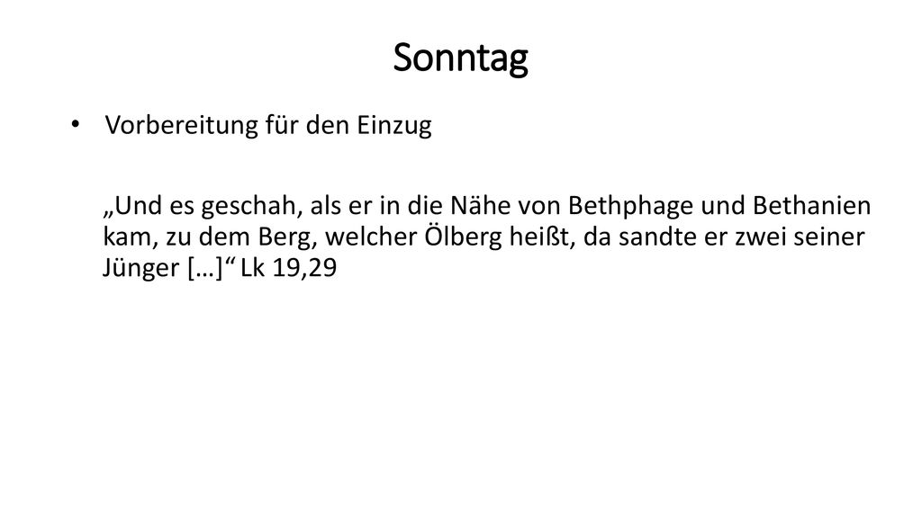 Sonntag Vorbereitung für den Einzug