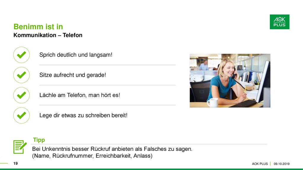Benimm ist in Kommunikation – Telefon Sprich deutlich und langsam!