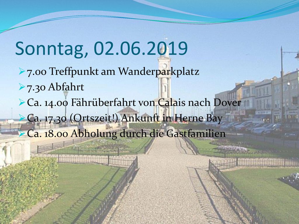 Sonntag, Treffpunkt am Wanderparkplatz 7.30 Abfahrt