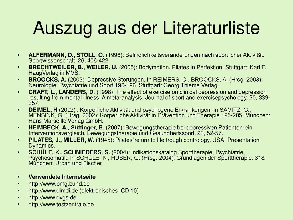 Auszug aus der Literaturliste