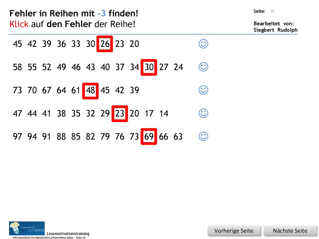      Fehler in Reihen mit -3 finden!