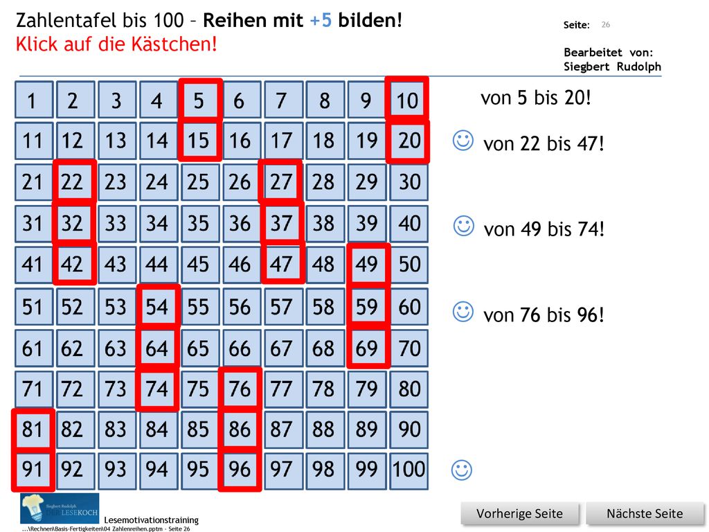  von 22 bis 47!  von 49 bis 74!  von 76 bis 96! 