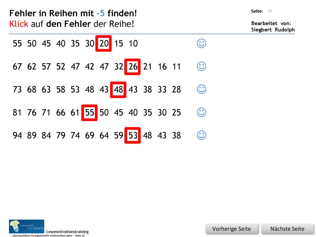      Fehler in Reihen mit -5 finden!