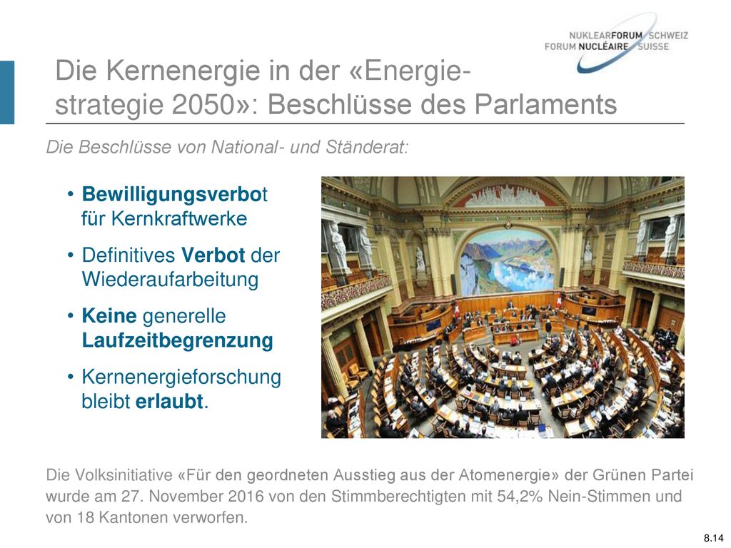 Die Kernenergie in der «Energie- strategie 2050»: Beschlüsse des Parlaments