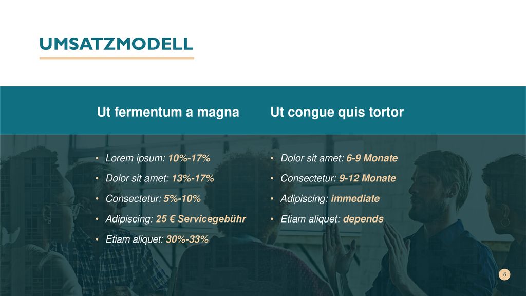 UMSATZMODELL Ut fermentum a magna Ut congue quis tortor