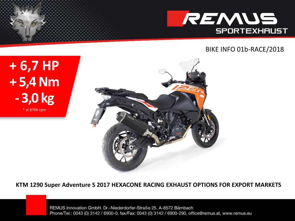 + 6,7 HP + 5,4 Nm - 3,0 kg BIKE INFO 01b-RACE/2018