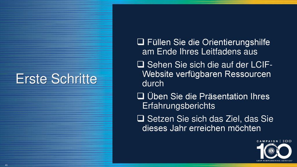 Erste Schritte Füllen Sie die Orientierungshilfe am Ende Ihres Leitfadens aus.