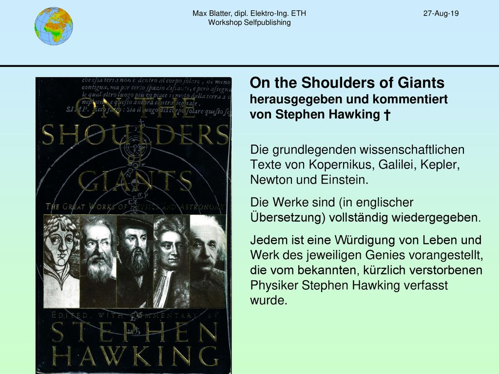 Max Blatter, dipl. Elektro-Ing. ETH Workshop Selfpublishing