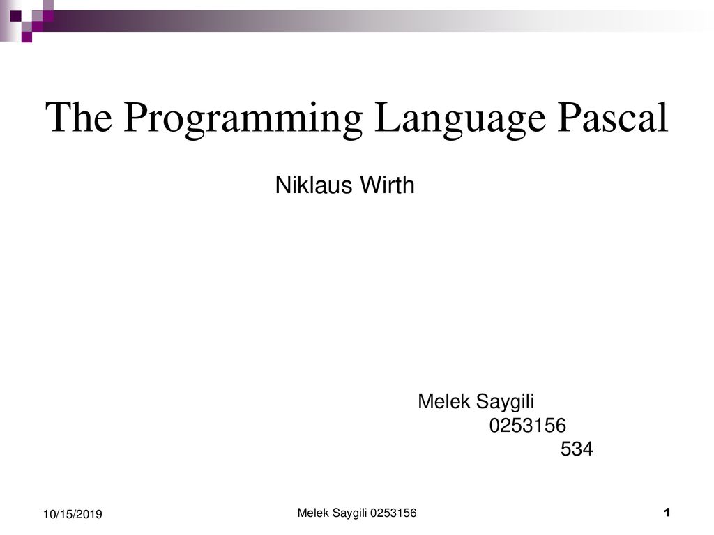 The Programming Language Pascal - ppt herunterladen