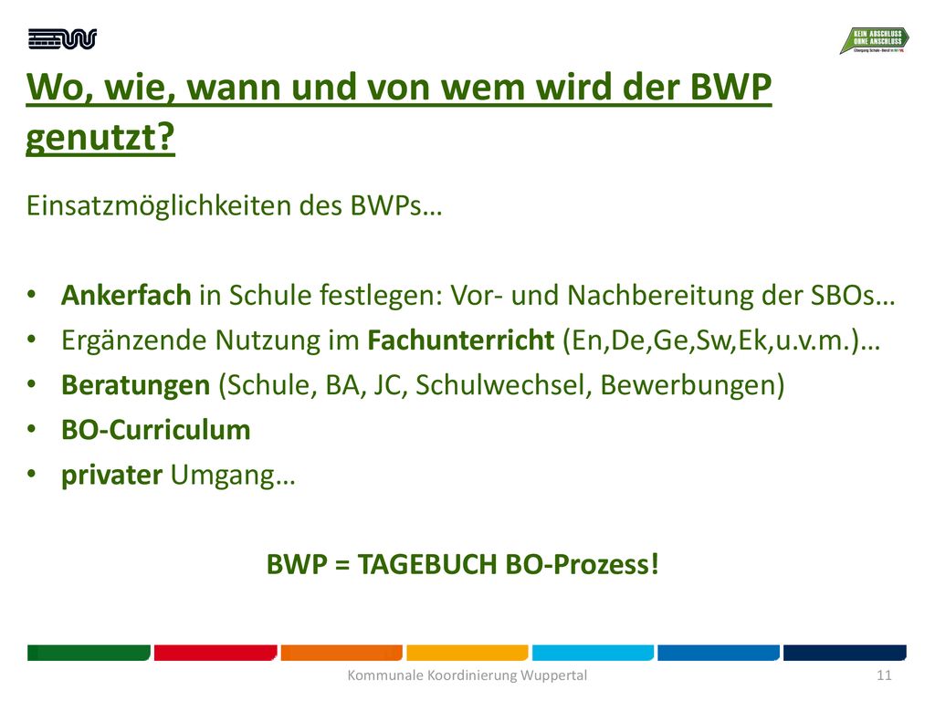 Wo, wie, wann und von wem wird der BWP genutzt