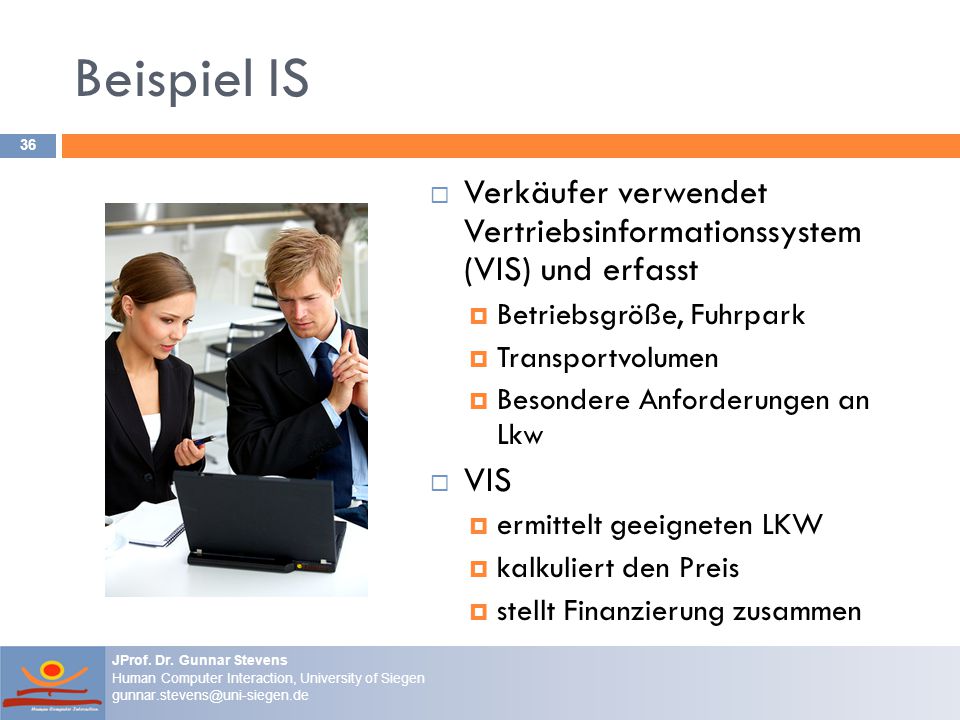 Beispiel IS Verkäufer verwendet Vertriebsinformationssystem (VIS) und erfasst. Betriebsgröße, Fuhrpark.