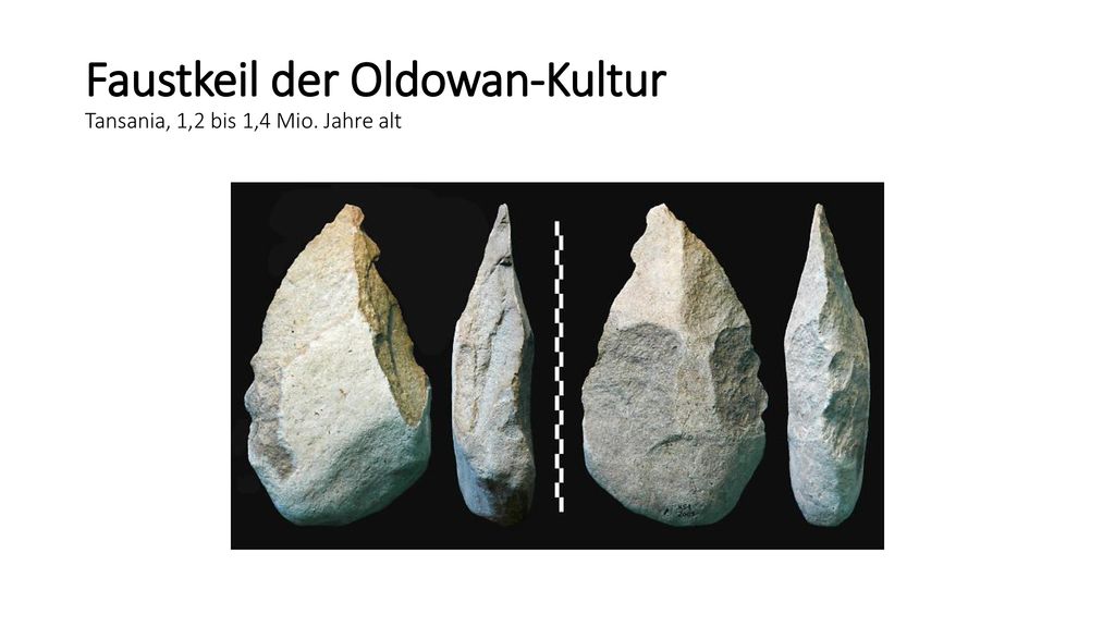 Faustkeil der Oldowan-Kultur Tansania, 1,2 bis 1,4 Mio. Jahre alt