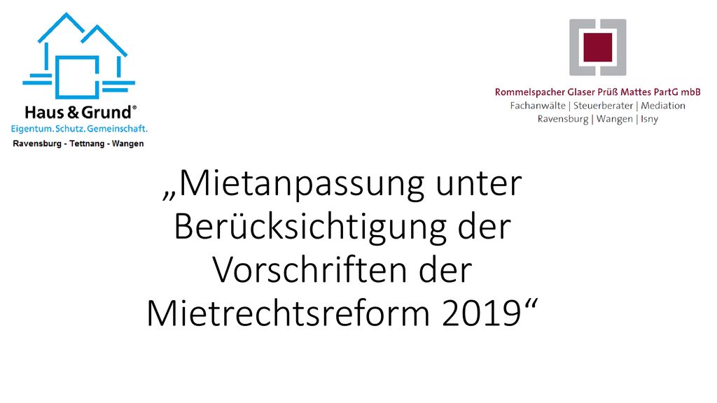 „Mietanpassung unter Berücksichtigung der Vorschriften der Mietrechtsreform 2019