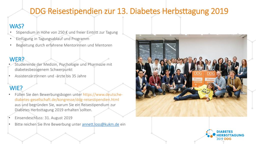 DDG Reisestipendien zur 13. Diabetes Herbsttagung 2019