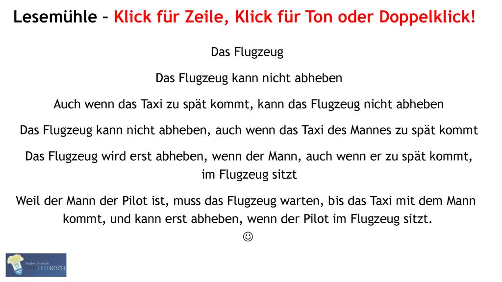 Lesemühle – Klick für Zeile, Klick für Ton oder Doppelklick!