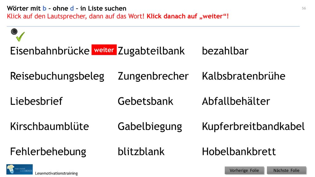 Wörter mit b – ohne d – in Liste suchen