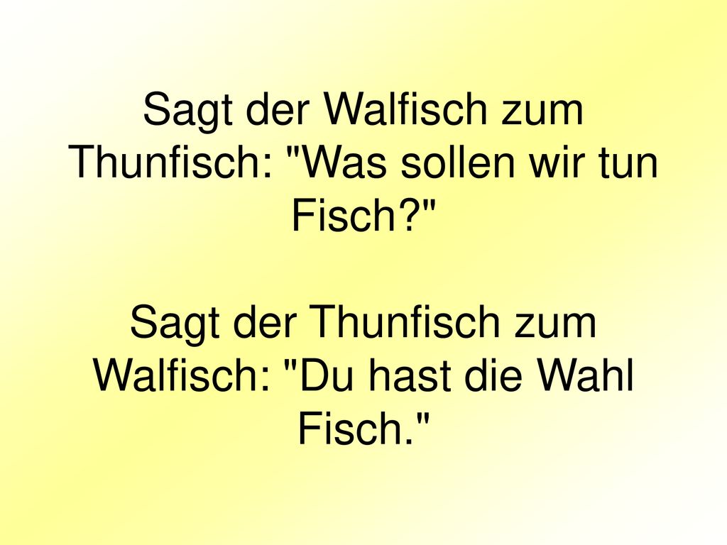 Sagt der Walfisch zum Thunfisch: Was sollen wir tun Fisch