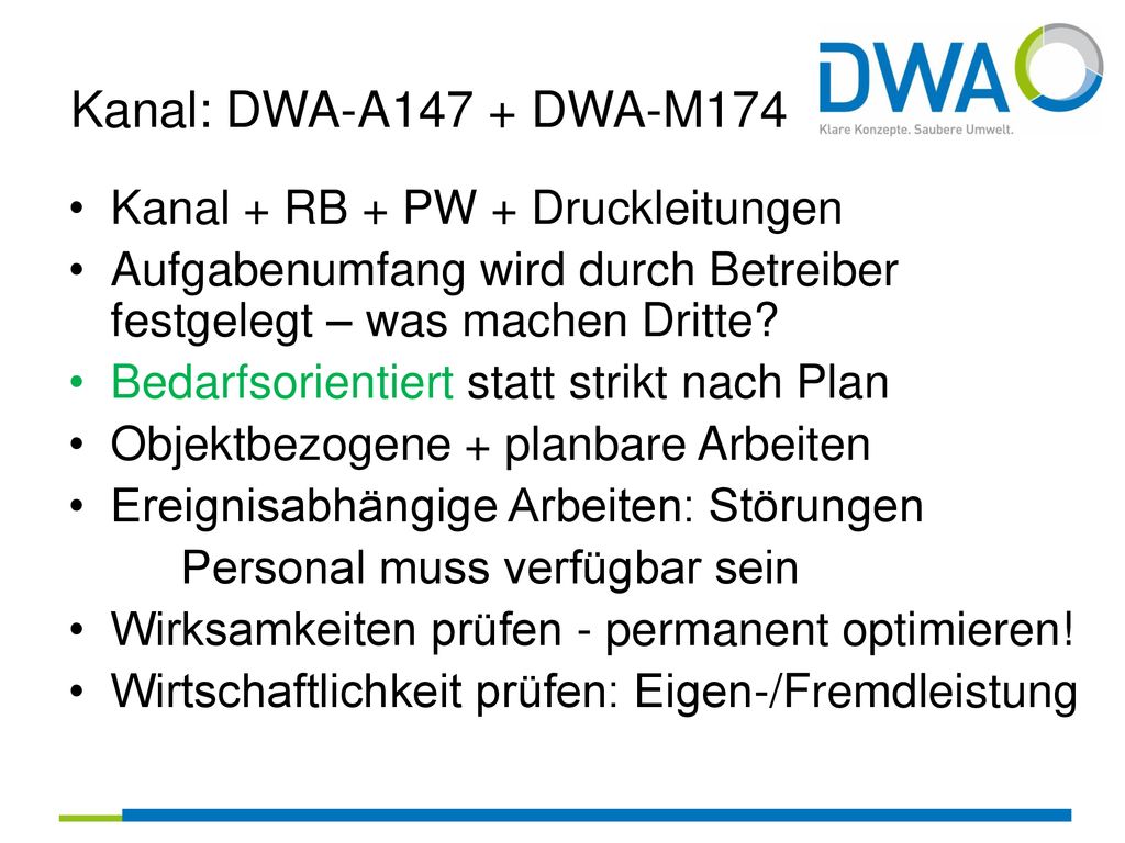 Kanal: DWA-A147 + DWA-M174 Kanal + RB + PW + Druckleitungen