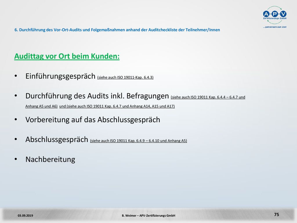 Audittag vor Ort beim Kunden: