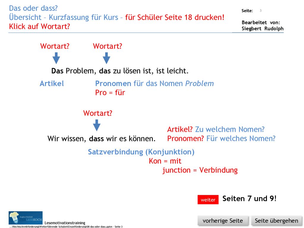 Übersicht – Kurzfassung für Kurs – für Schüler Seite 18 drucken!