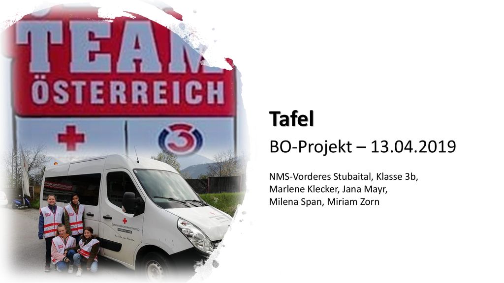 Tafel BO-Projekt – NMS-Vorderes Stubaital, Klasse 3b, Marlene Klecker, Jana Mayr,