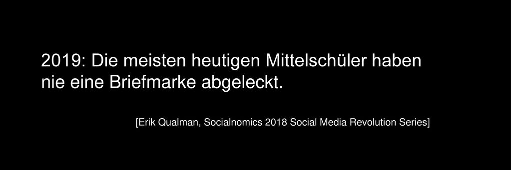 2019: Die meisten heutigen Mittelschüler haben nie eine Briefmarke abgeleckt.