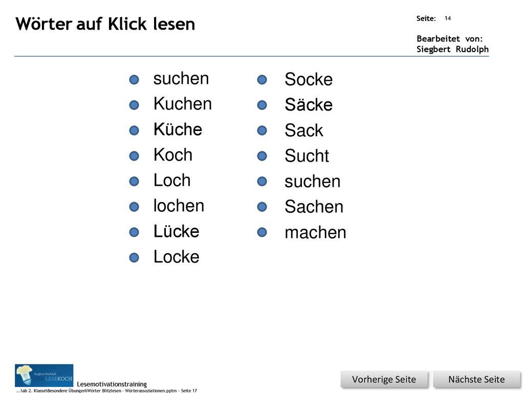 Wörter auf Klick lesen suchen Socke Kuchen Säcke Küche Sack Koch Sucht