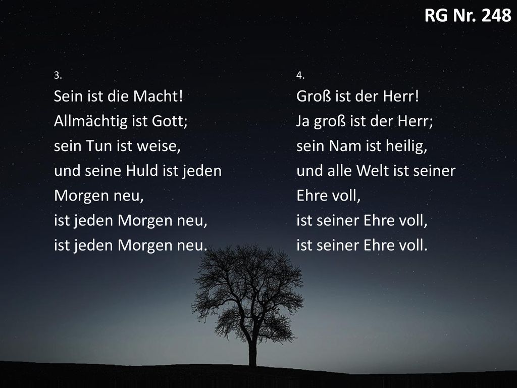 RG Nr. 248 RG 248: Danket dem Herrn Sein ist die Macht!