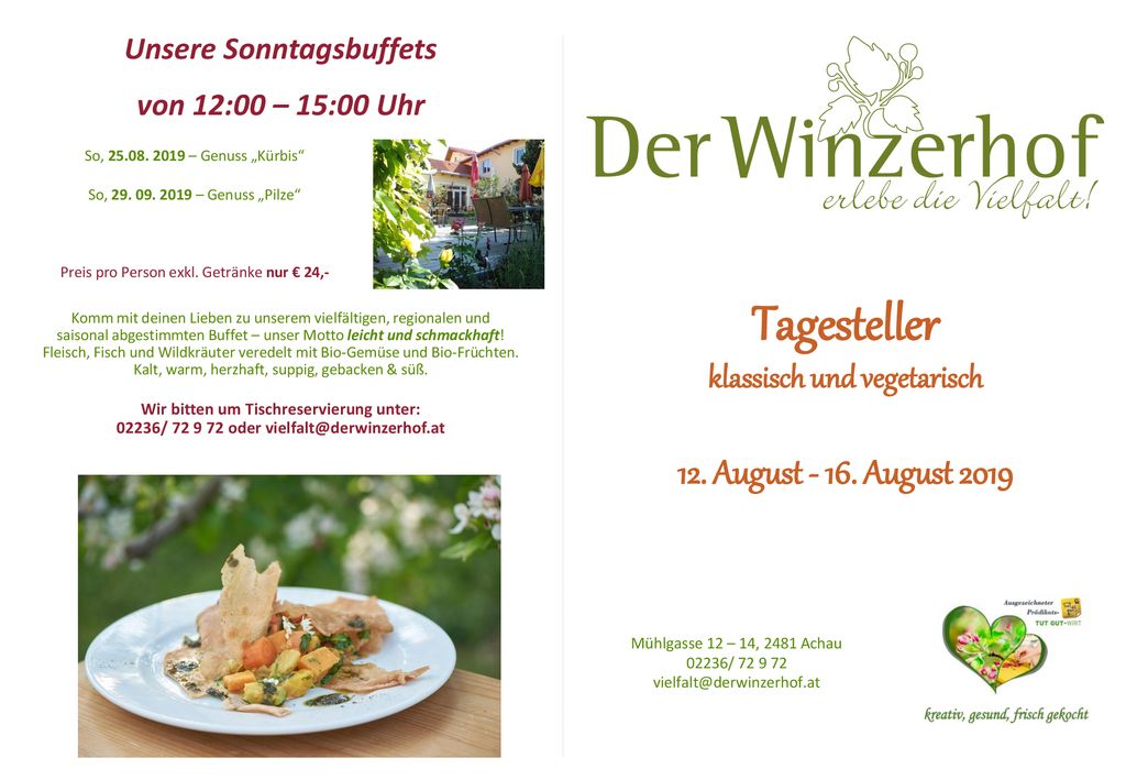 Unsere Sonntagsbuffets klassisch und vegetarisch