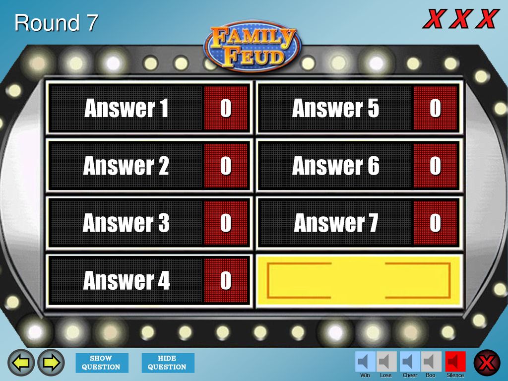 Question X X X X X X X X X Answer 1 Answer 5 Answer 2 Answer 6