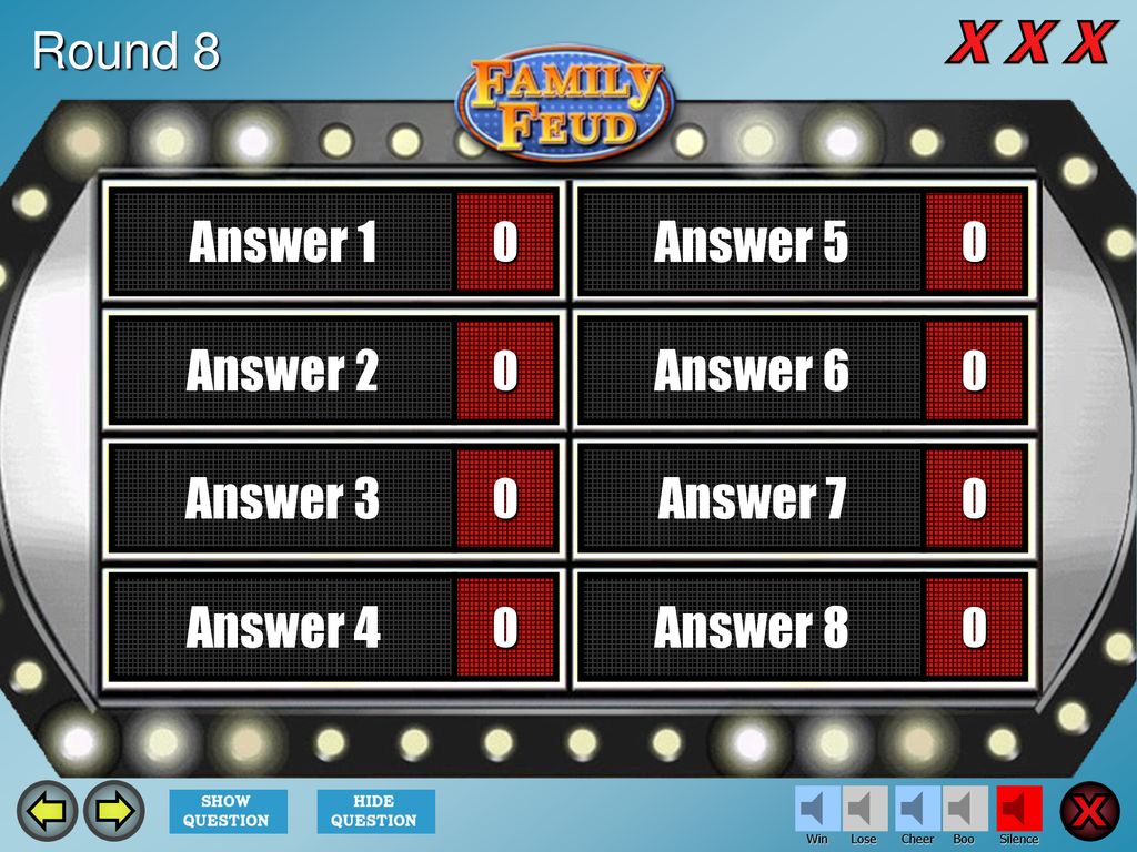 Question X X X X X X X X X Answer 1 Answer 5 Answer 2 Answer 6