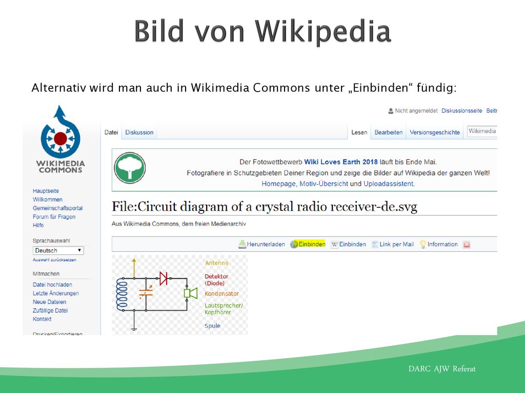 Bild von Wikipedia Alternativ wird man auch in Wikimedia Commons unter „Einbinden fündig: